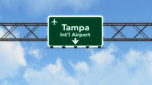 directions to Tampa airport on a sign